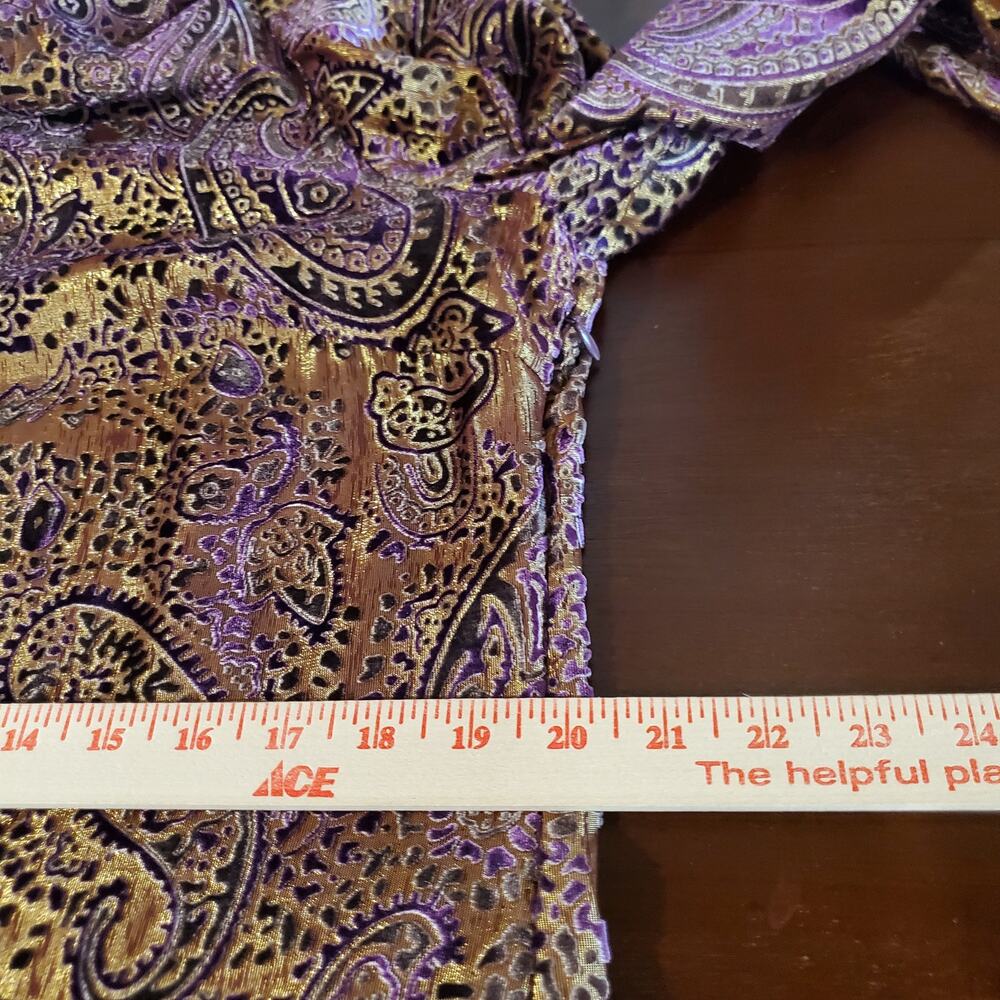 Vtg Chetta B Sherrie Bloom Peter Noviello Silk Flocked Velvet Paisley Dress 14 - Picture 13 of 14
